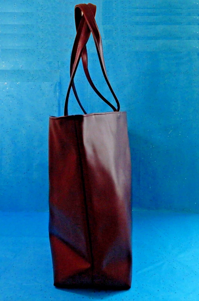 Bolso de Mano Saks Fifth Avenue Borgoña Imitación Charol XL Cartera Viaje Comprador Foto 2 de 4