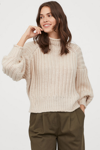 New H\u0026M Womens Light Beige Rib-Knit 