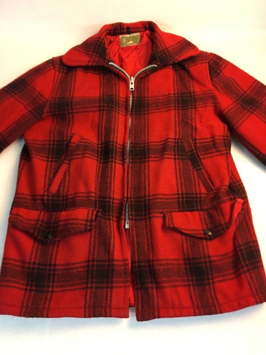Vintage 60s JC Penney Hunting Red Mackinaw Jacket Men's L 40 Wool