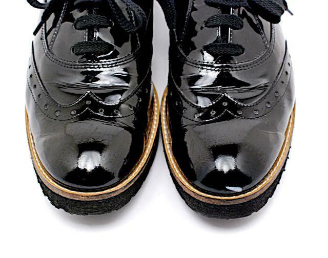 Chaussures Oxford Paul Green Verni Noir - Taille 39 (US 8.5), Plateforme, Fait Main Autriche