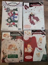 Bundle 4 Iron On Christmas Appliques Transfer 1993 Angels Snowmen