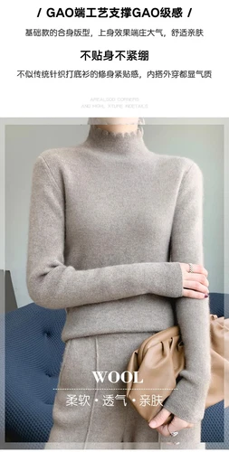 Autumn Winter Sweater Women Mock Neck Knitted Sweaters Cashmere Sweater - Picture 17 of 32