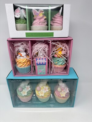 Set of Easter Faux Cupcakes, Set of 3 Cupcakes, Easter Decor, NEW
