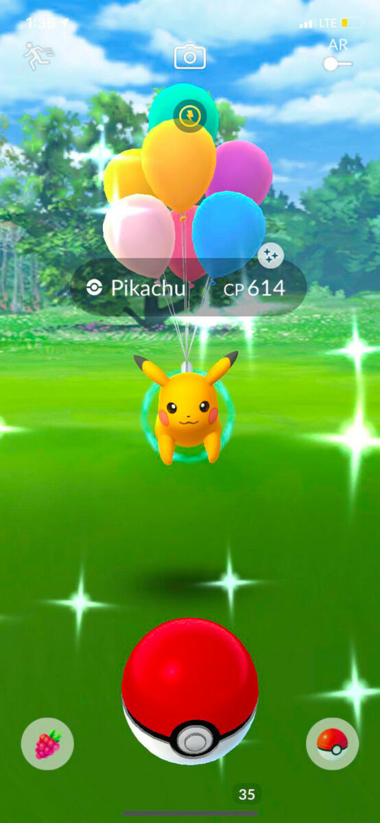 Pokemon Go Trading 1gen shiny Flying balloon Pikachu (registred) read  descript