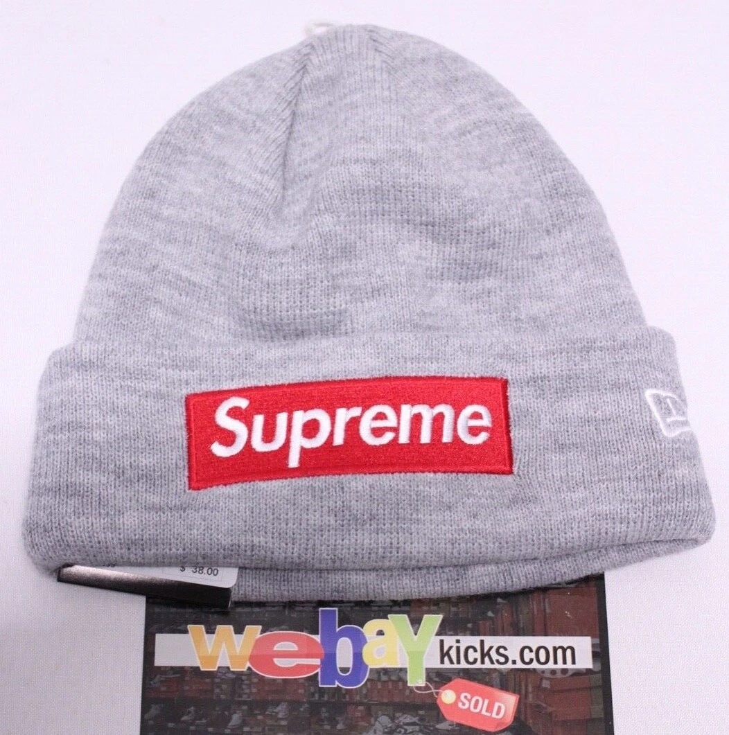Bonnet Supreme x New Era New York Box logo gris rouge blanc logo FW18BN59 neuf
