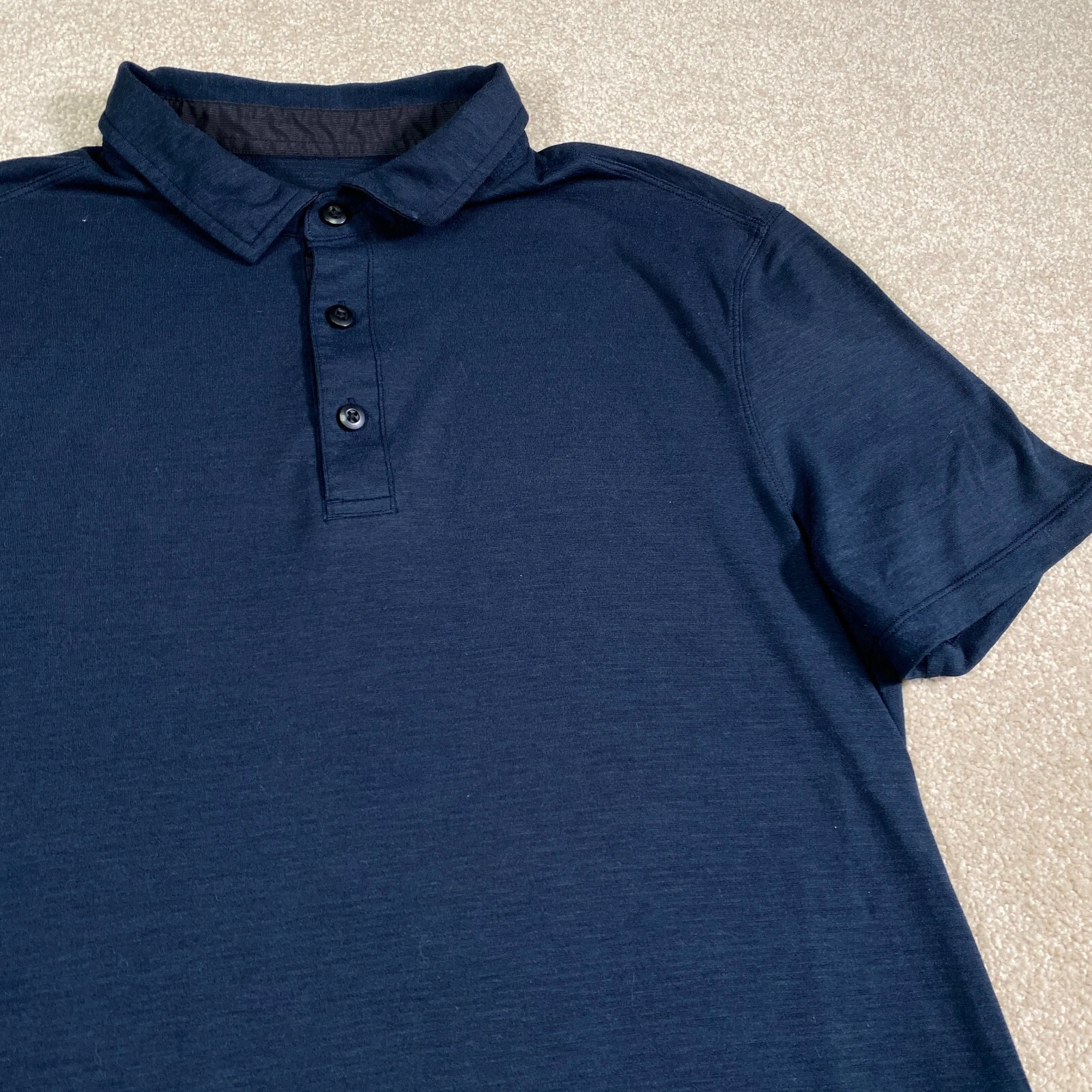 Lululemon Shirt Men Small Blue Polo Athletic Gym Work Out Run Active Soft Golf