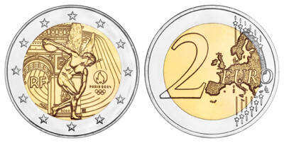 FRANKREICH 2 EURO 2022 OLY. PARIS - DISKUSWERFER - GENIUS bankfrisch