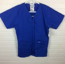 Landau Small Unisex Snap Button Up Scrub Top Style 8232 Blue