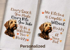 Doodle Labradoodle Dish Towels Personalized Set of Two handmade dog tea kitchen