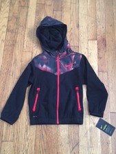Nike Boys Hoodie Jacket Black Red Fleece Full Zip Therma Dri-Fit size 4 NWT 50