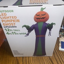 Led 12 Lighted Pumpkin Ghost Halloween Inflatable Yard New