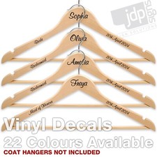 PERSONALISED COAT HANGER WEDDING BRIDE DATE NAME CUSTOM DIY VINYL STICKER DECALS
