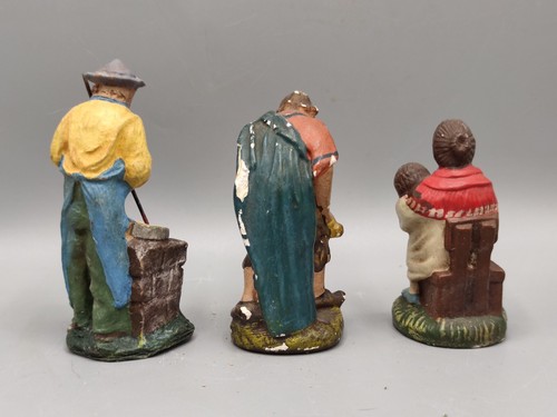 Antico Lotto Personaggi Presepe In Gesso E Cartapesta Dipinti A Mano Arte Sacra - Foto 3 di 4