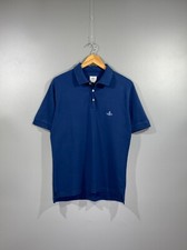 VIVIENNE WESTWOOD MAN Blue 100 Pure Cotton Slim Fit Blue Logo Polo Shirt Size M