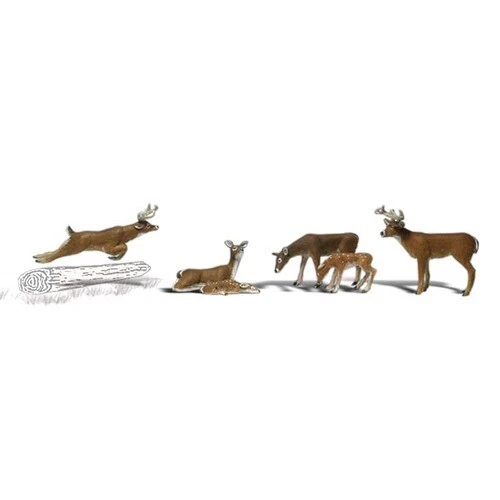 Group of Deers for Landscaping and Scenery HO Scale Woodlands Scenics - Picture 1 of 1