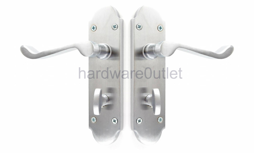 RICHMOND Door Handles Latch Lock Bathroom in Satin Chrome or Polished Chrome ZQ eBay