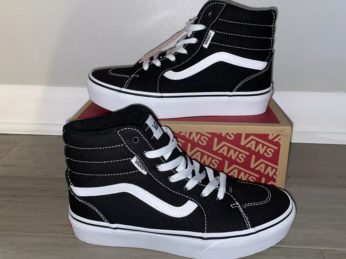 New Vans Filmore Hi Platform Sneakers Black White MIssy Youth Size 5  Women's 6.5 | eBay