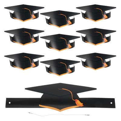 10 Pcs Grad Cap Decor Diy Graduation Paper Hats Kindergarten Black