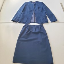 Vintage Pendleton Skirt Suit Set Womens 8 Blue Wool Made in USA Two Piece 90s