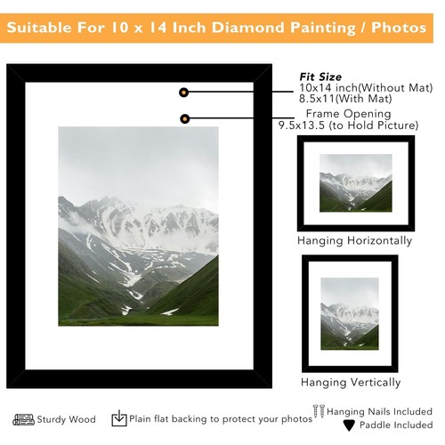 10x14 Bilderrahmen schwarz für 30 x 40 cm Diamond Art Painting mit 8,5x11 Passepartout fo - Bild 7 von 7
