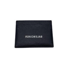 BALENCIAGA Leather Card Case, Black, Men's, Reverse Logo