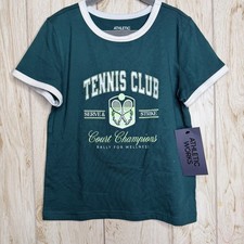 Athletic Works Girls Active Graphic Tee with Short Sleeves Forest Clover M