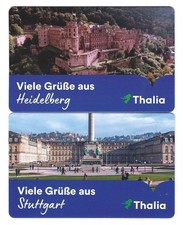 Geschenkkarte Gift Card Thalia Viele Grüße aus Heidelberg + Stuttgart Set 2 Stk