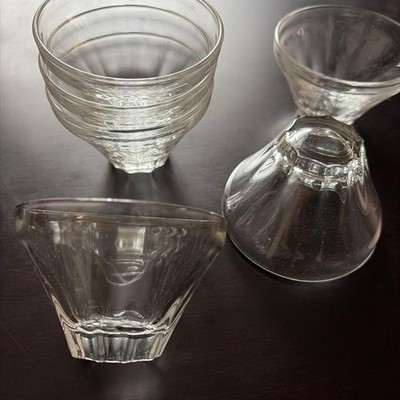 Glasses Set of 6, Mt. Fuji Shape, Clear Glass, Larger Size, Used