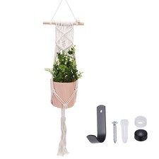 Macrame Plant Hanger, 34 in Plant Hanger with Hook,Rope Style Beige