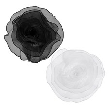 2pcs 10.6 Inch Large Satin Fabric Flower Brooch, White, Black