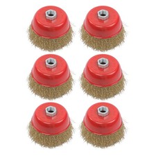 6 Pack 4 Inch Cup Wire Brush (Coarse / Crimped) For 5/8"-11 Angle Grinders