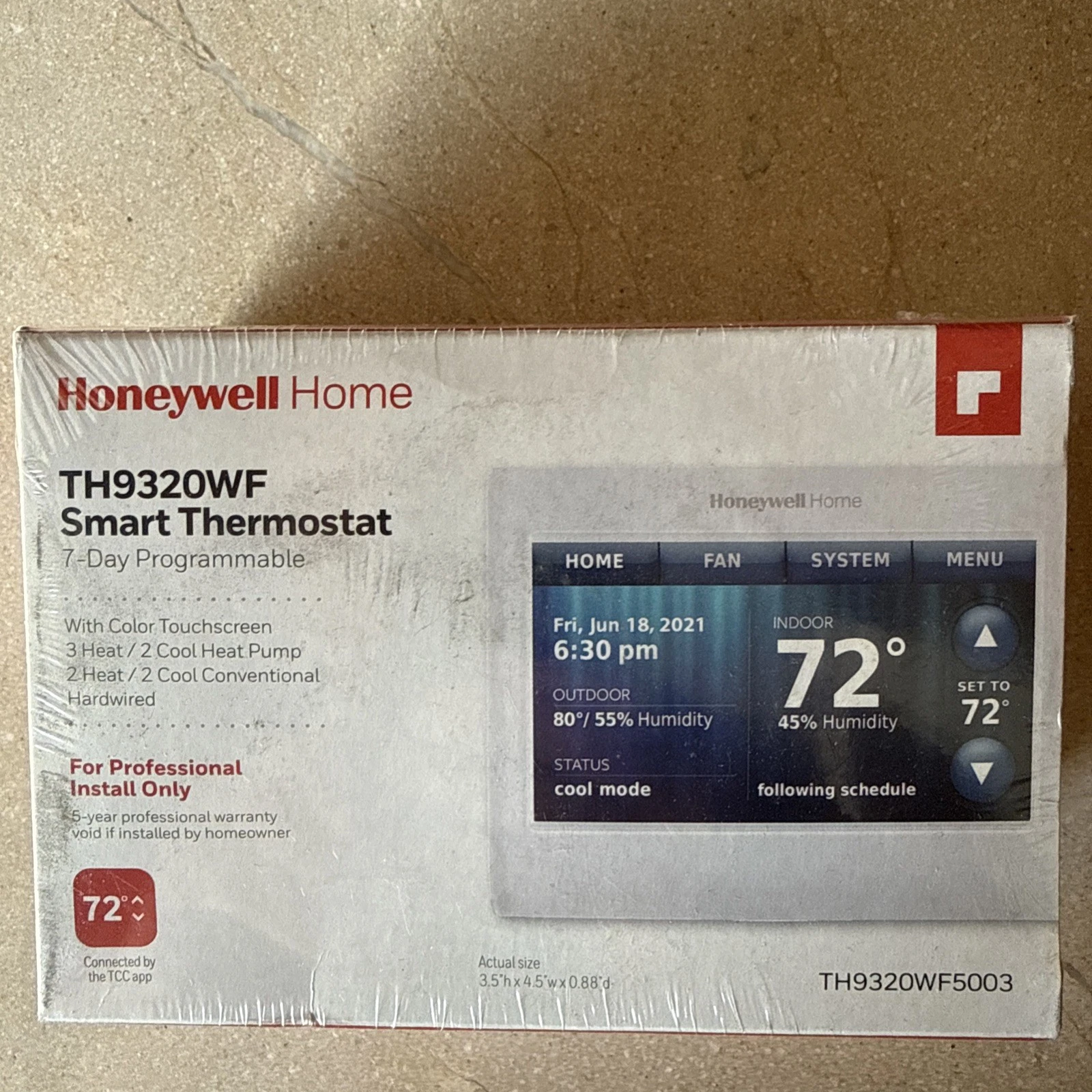 Honeywell TH9320WF5003 WiFi Color Touchscreen Thermostat - Requires C wire