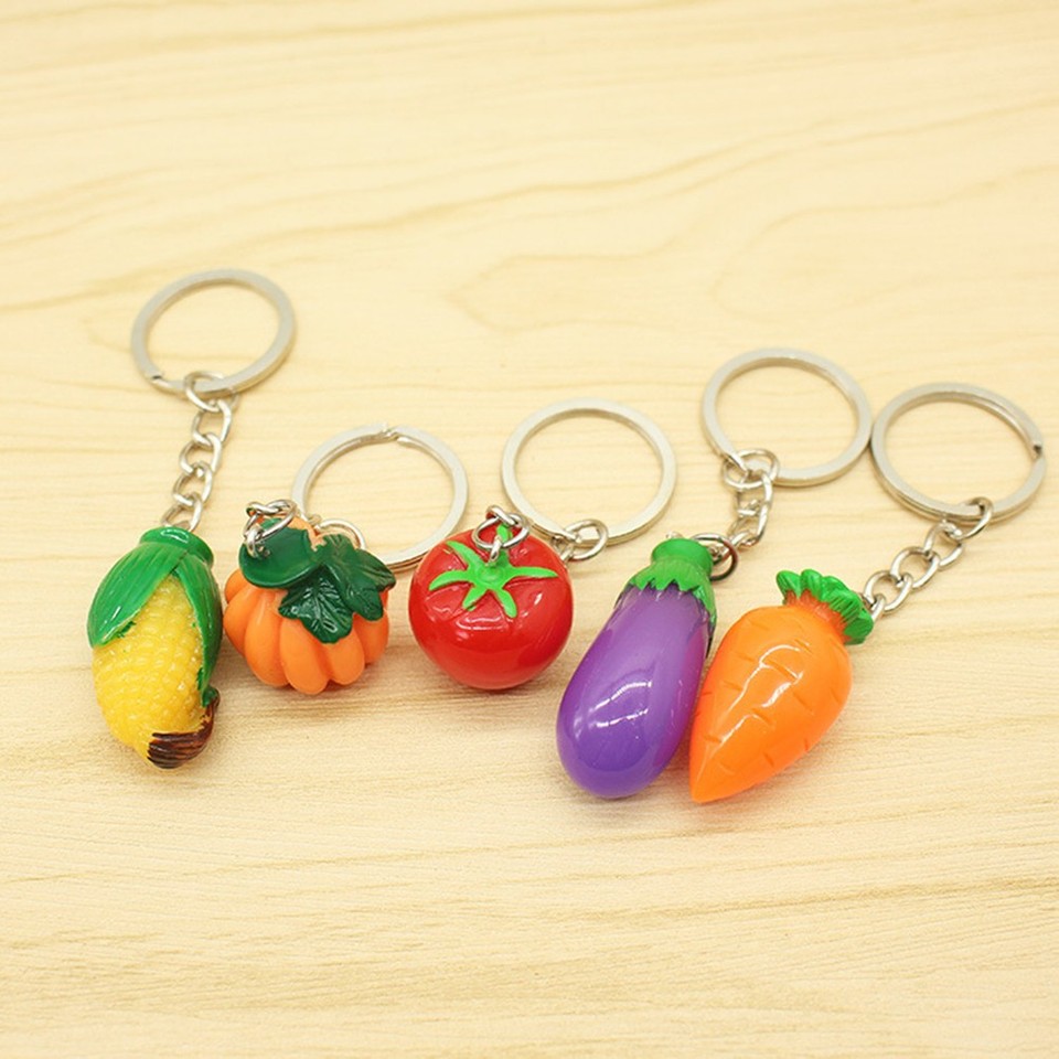 10Pcs Fashion Bag Charm Key Chain Vegetable Resin Keyring Assorted ...