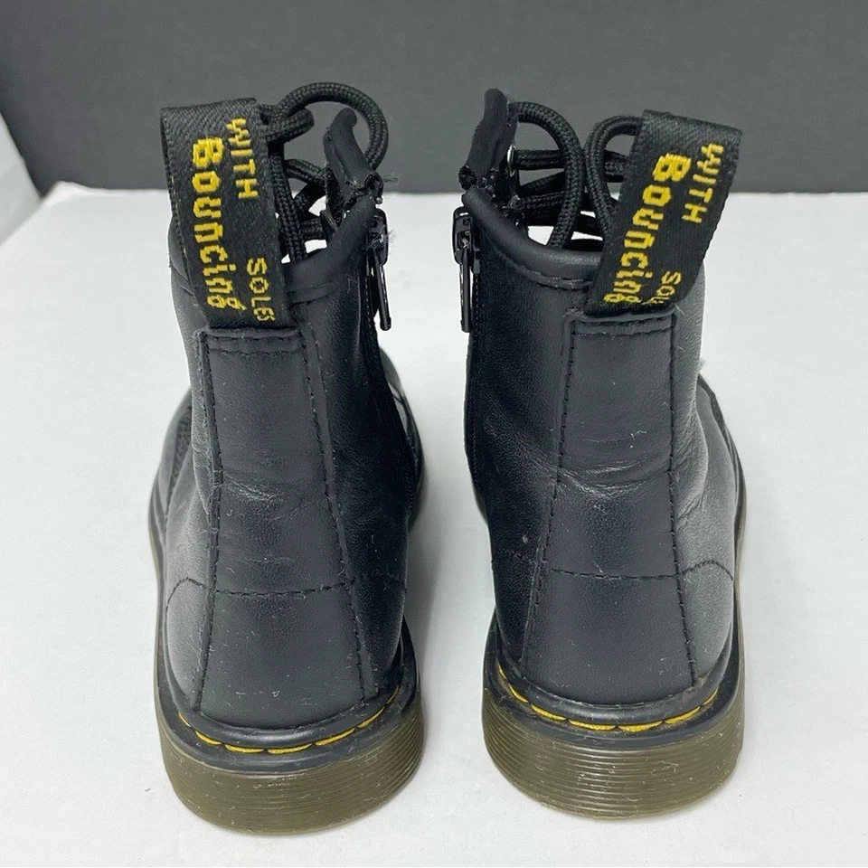 Dr.Martens Boots Boys Size US 11 Black Lace Up Bouncing Soles Side Zip Winter - Image 3 of 4