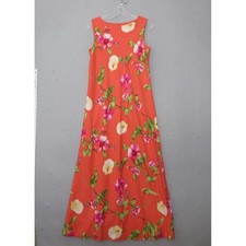 Vintage Talbots Maxi Dress 8 Floral Linen Blend Luau Aloha Boho Tropical Resort