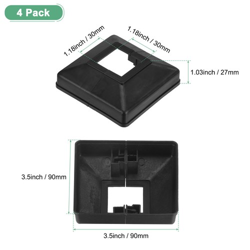 4-Pack Post Base Cover, Internal 1.18"x 1.18" Post Skirt Split Type for Railing - Foto 3 di 7