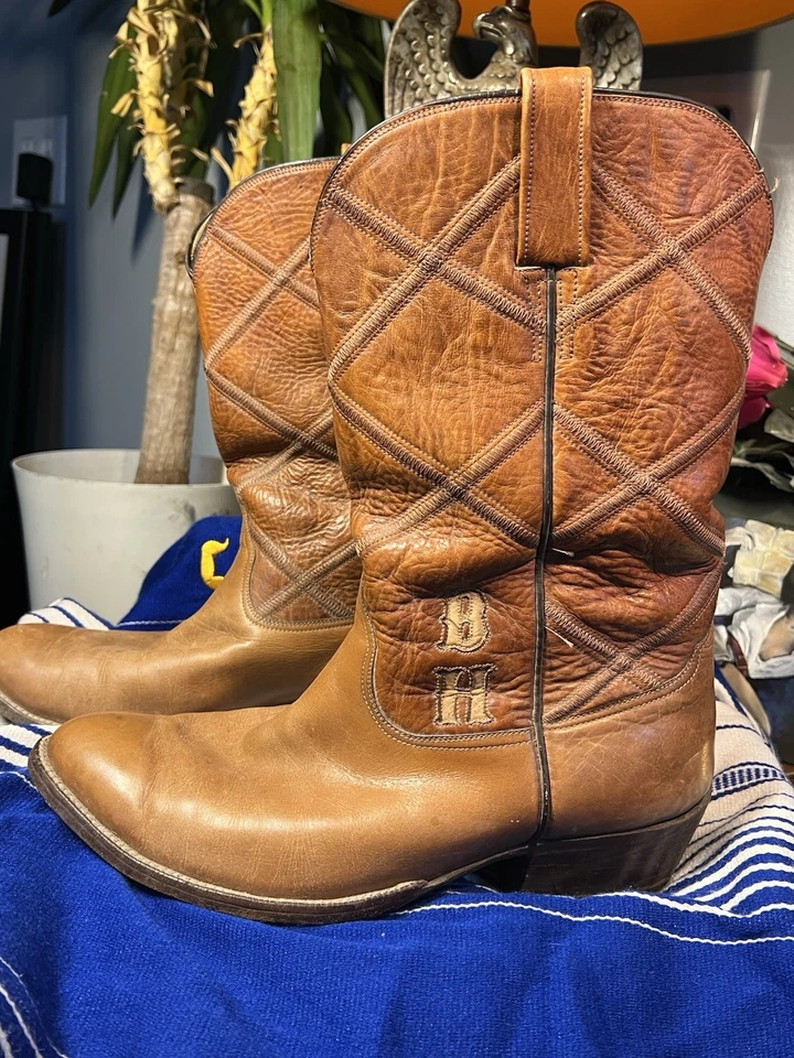 Винтажные ковбойские сапоги из коричневой кожи на заказ размер 11 Armando's сделано в США Техас - Изображение 2 из 4