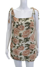 Reformation Womens Beige Slip Dress Square Neck Tie Back Viscose Floral Size S