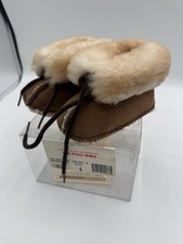 Baby Infant Size 4 Leather Sheepskin Tan Moccasins Winter Minnetonka Open Box
