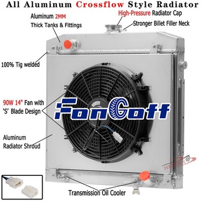 2 Row Radiator Shroud Fan Fit 68-72 Mercedes-Benz 280SE 280SEL 300SEL 2.8L