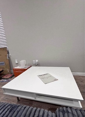 IKEA TOFTERYD Coffee Table White High Gloss Square Storage Shelf