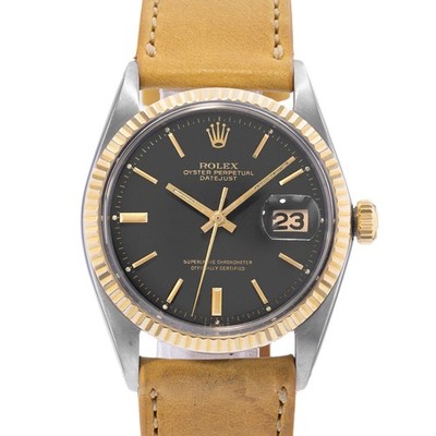 Rolex Datejust 36 1601 Vintage Black Index Steel Yellow Gold Mens Watch 1969