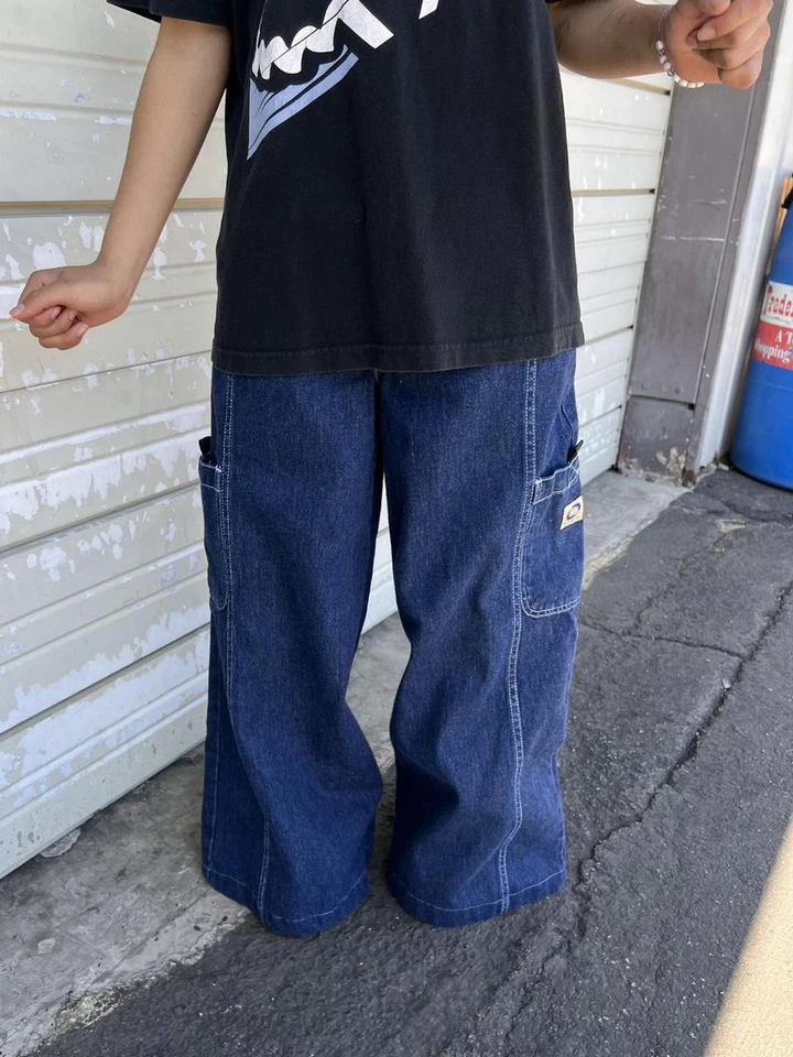 Pantalones de mezclilla utilitarios holgados de pierna ancha talla 26x27 Raver Skater JNCO vintage años 90 Y2K Foto 3 de 4