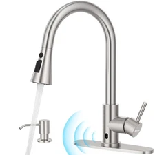 Touchless Kitchen Faucet with Pull-Down Sprayer, Kitchen Sink Faucet Brushed