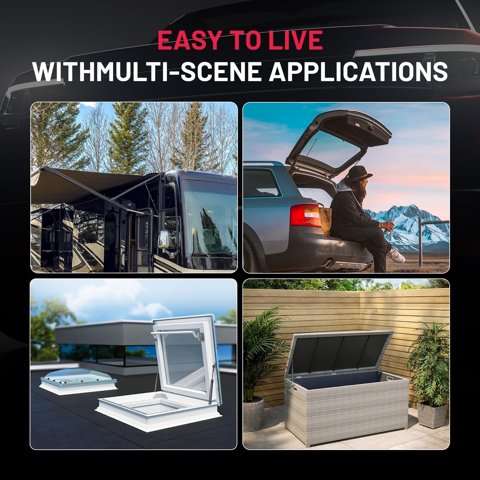 Pair 15" 80Lb 356N Gas Strut Support For Camper Shell Topper Rear Window 8195625