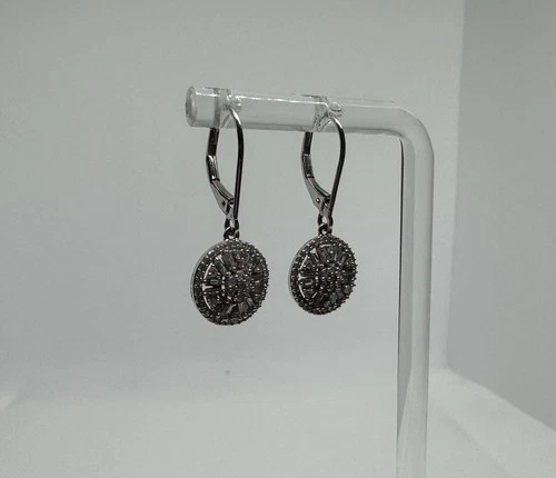 .75 tcw Baguette Cut Diamond Dangle/Drop Earrings 10k White Gold 2.56 Grams