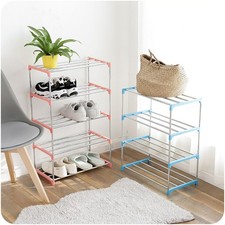 4 Tiers Stainless Steel Shoe Organizer Rack Multi Function Storage Random Color