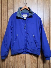Vintage LL Bean Mens Warm-up Jacket Blue Full Zip Fleece Lined Coat Mens Small