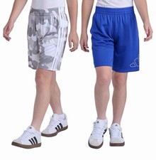 New Adidas Boys Shorts Bundle, Includes 4 Pair Camo, Blue, Gray And Black Sz 8