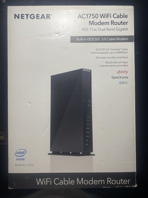 Never used  NETGEAR AC1750 WiFi Cable Modem Router C6300 DOCSIS 3.0 Dual Band.
